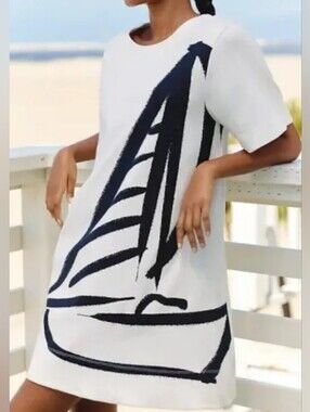 NWT! Anthropolie Celandine Sailboat T Shirt Black And White Dress
